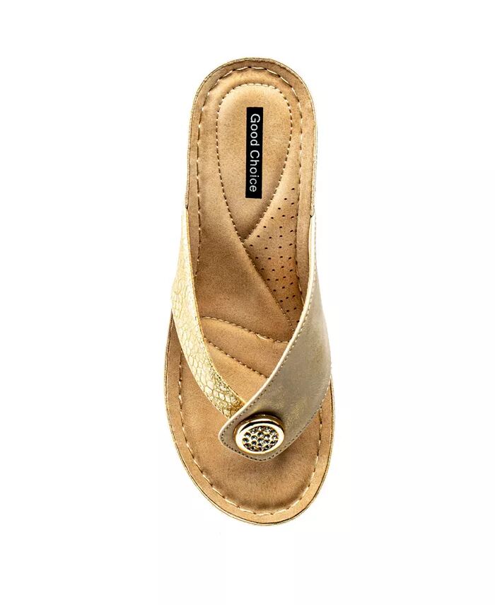Женские босоножки на танкетке Dafni Thong GC Shoes, золотой — фото 4