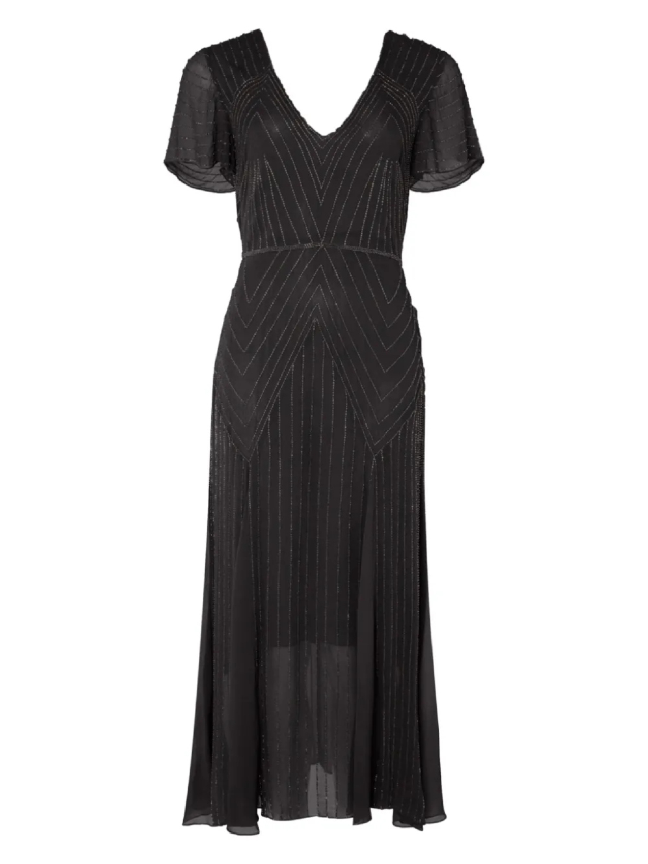 

Temperley London вечернее платье с V-образным вырезом и бисером, черный