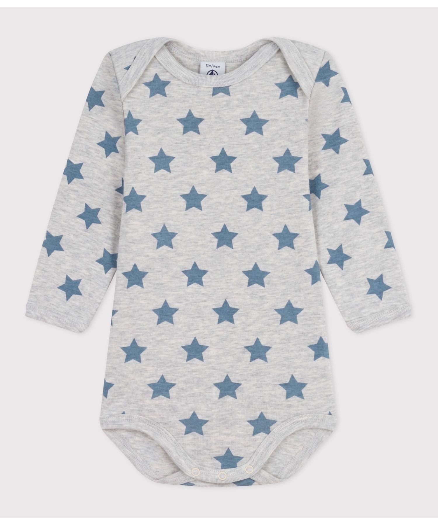 Комбинезон тело с длинным рукавом Petit Bateau, Gray/Light Blue