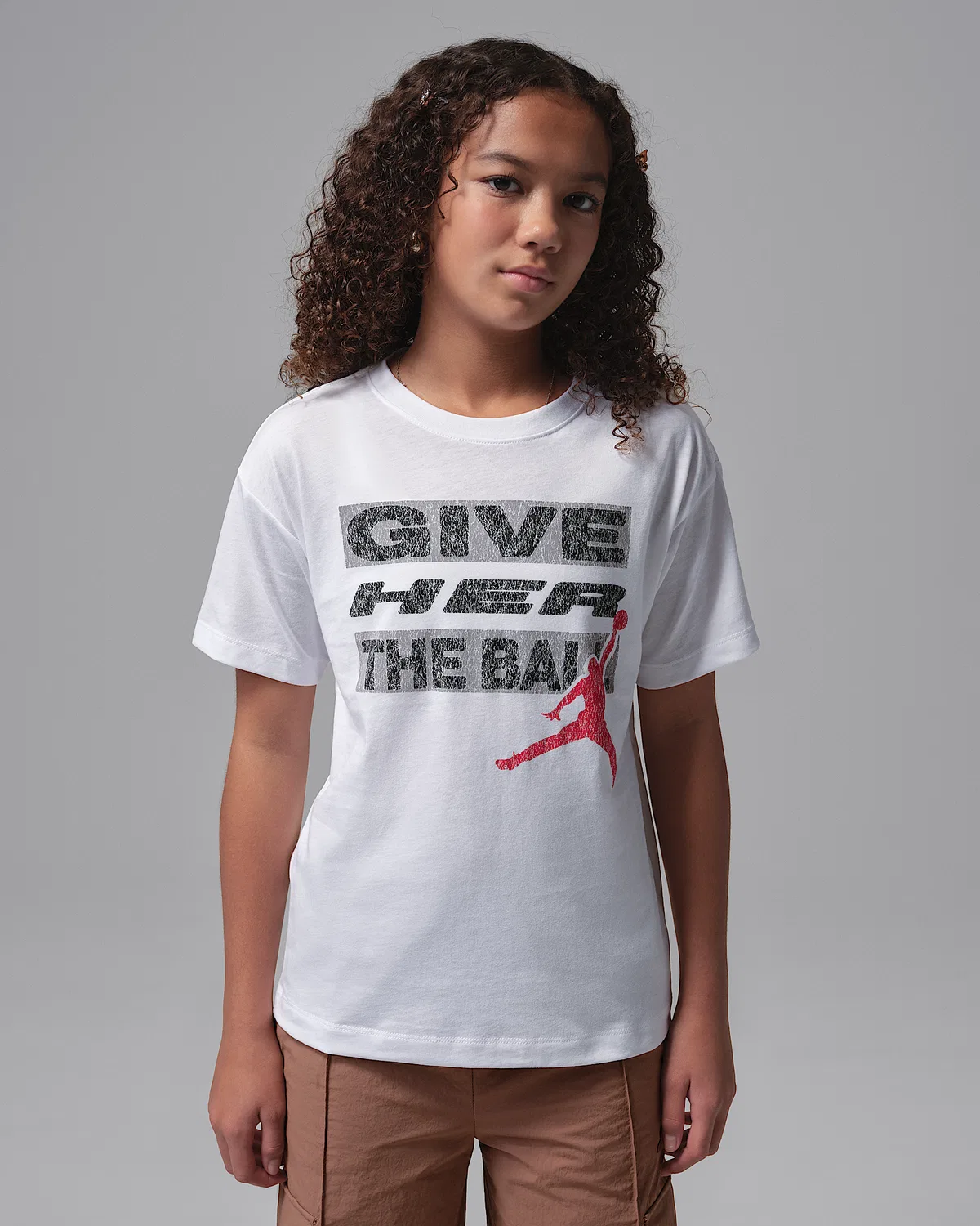 Детская футболка Jordan "Give Her the Ball", White