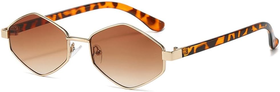 

Панк-солнцезащитные очки для женщин, роскошные винтажные очки в маленькой оправе в стиле стимпанк для мужчин, уникальные многоугольные солнцезащитные очки LVTFCO, Leopard Brown