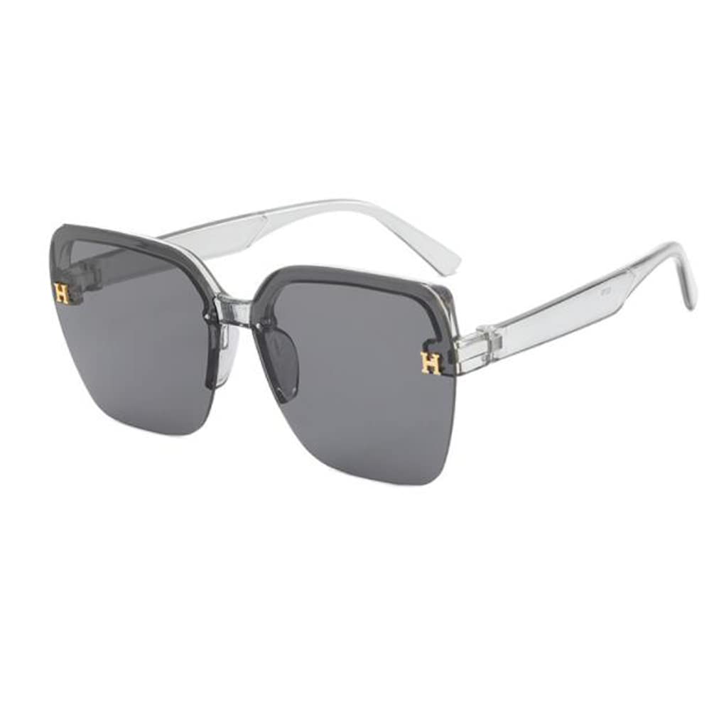 

Солнцезащитные очки в полуободковой оправе квадратной формы для женщин, модные пляжные очки, очки для активного отдыха и путешествий (прозрачно-серые) Weloveushop, Bright Black Gray