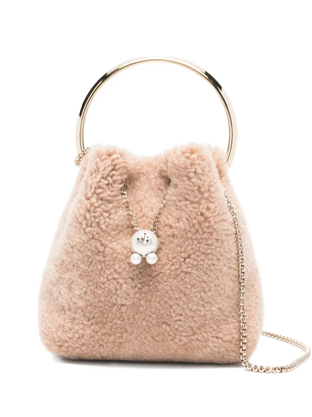 

Сумка Bon Bon с кольцевой ручкой, украшенная жемчугом JIMMY CHOO, нейтральный