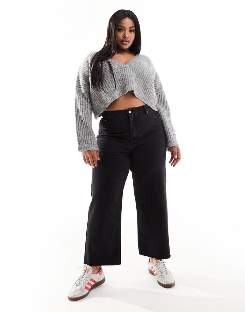 

ASOS DESIGN Curve – Easy – Черные укороченные джинсы прямого кроя