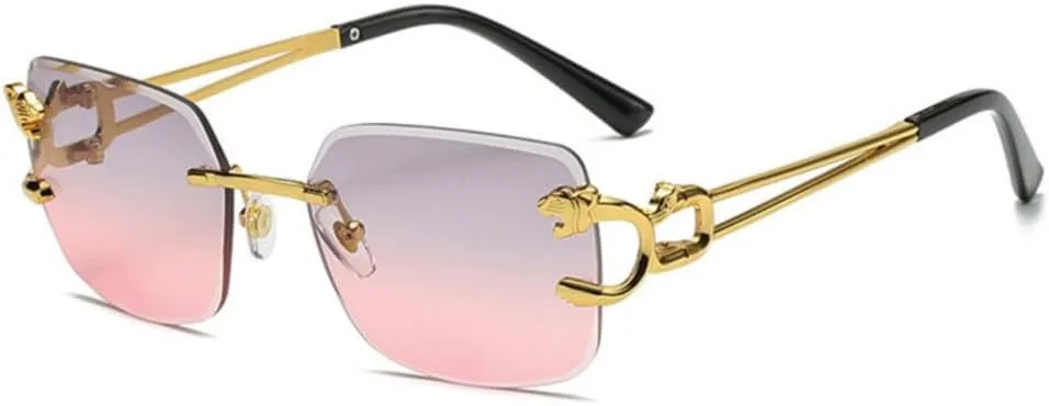 

Квадратные солнцезащитные очки без оправы для мужчин, леопардовый принт, безрамочные солнцезащитные очки для мужчин, зеркальные очки MUTYNE, C4 Gray Pink