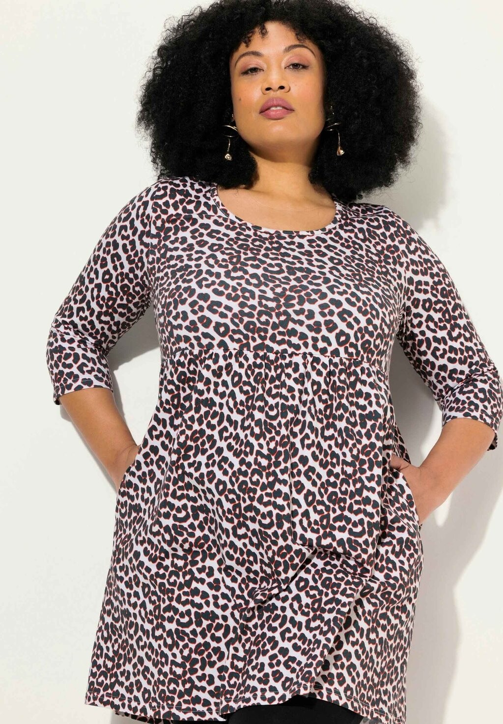 

Топ с длинными рукавами LEOPARD PRINT 3/4 SLEEVE Ulla Popken, черный