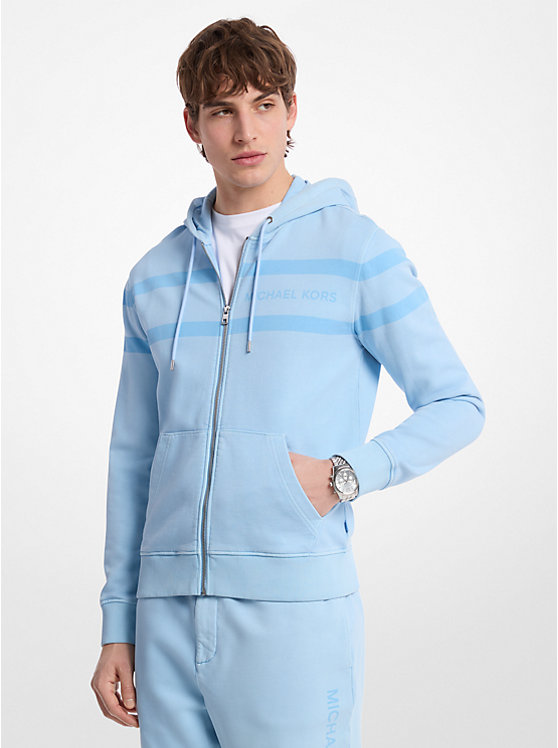 

Худи на молнии из хлопка с логотипом, окрашенное по готовому изделию Michael Kors, голубой