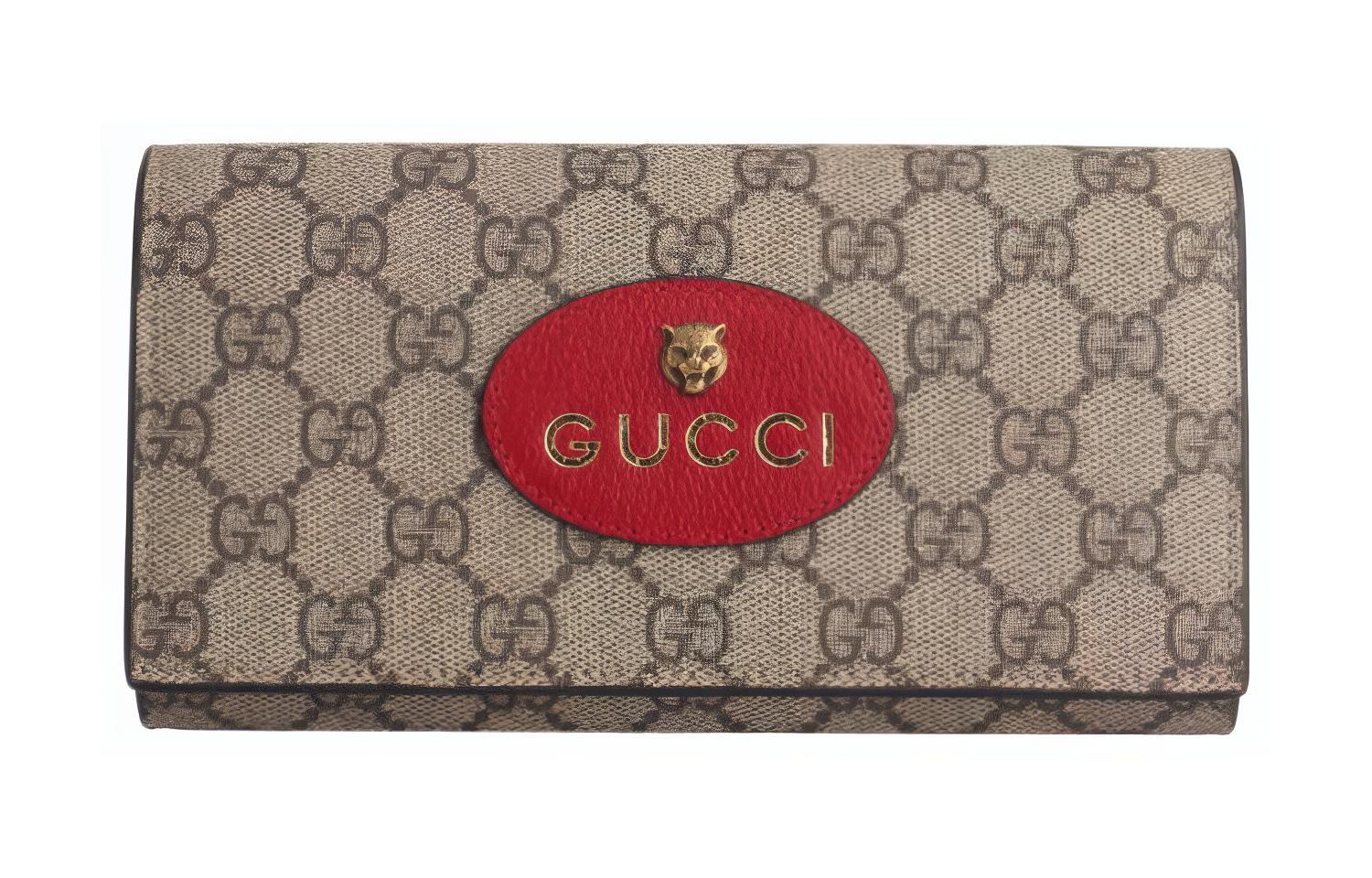 

GUCCI Верховный холщовый кошелек с кожаными деталями для женщин красный и черный
