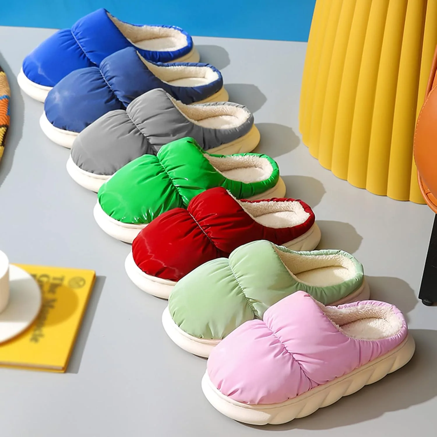 Мужские зимние тапочки с рождественскими рогами, термотапочки, повседневная обувь Generisch, темно-синий — фото 4