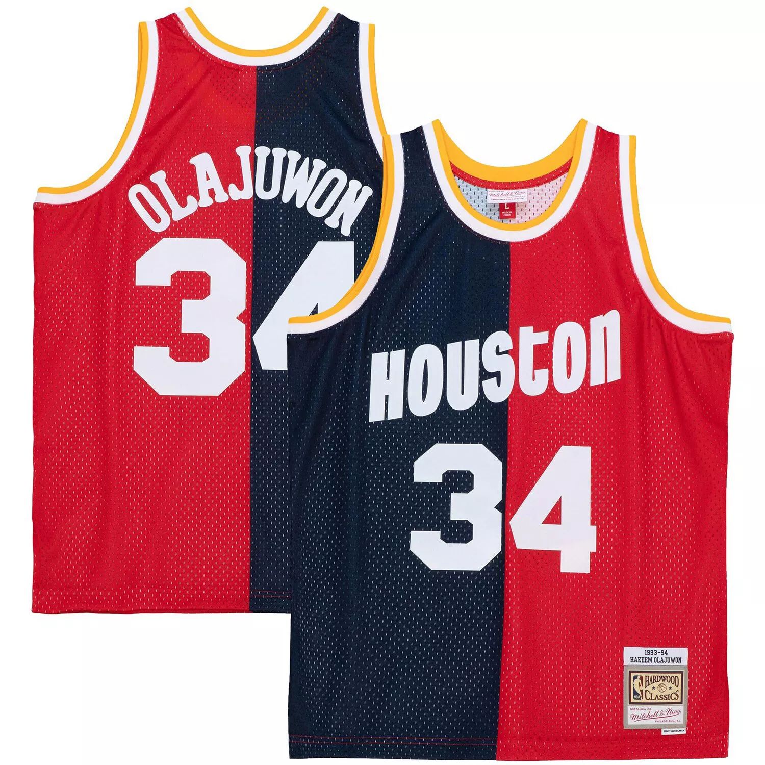 

Мужская майка Mitchell & Ness Hakeem Olajuwon темно-красная/темно-красная Houston Rockets Big & Tall Hardwood Classics 1993-94 Split Swingman Джерси, Красный, Мужская майка Mitchell & Ness Hakeem Olajuwon темно-красная/темно-красная Houston Rockets Big & 