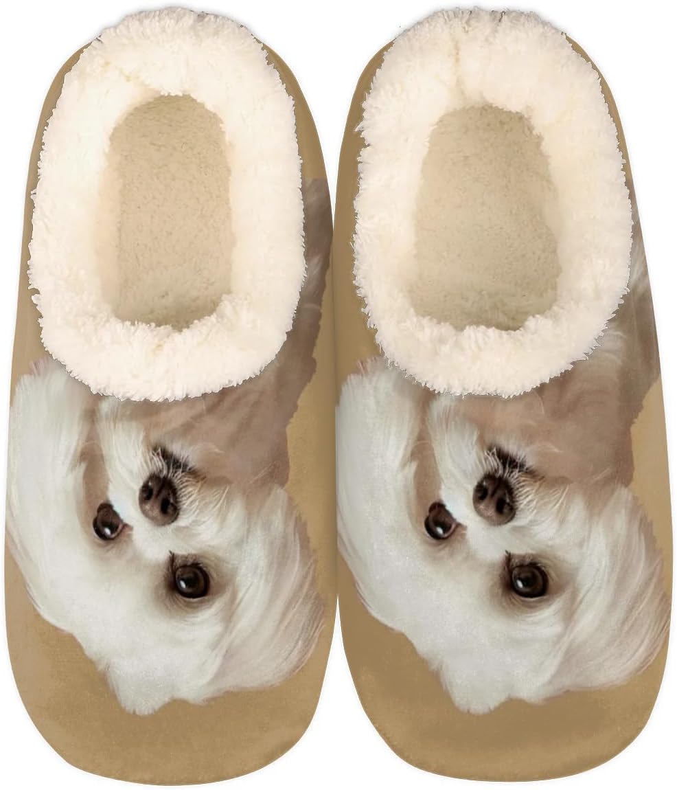 

Домашние тапочки для женщин и мужчин, мягкие пушистые уютные тапочки-носки с нескользящей подошвой для дома и улицы Yppahhhh, Cute Dog