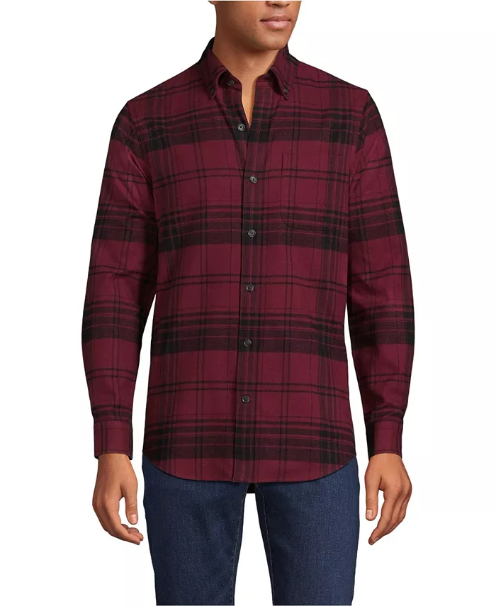 

Мужская классическая фланелевая рубашка Flagship Lands' End, красный