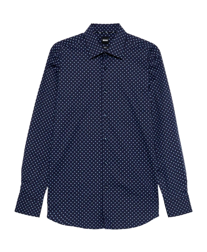 

Геометрический узор, узкая хлопковая рубашка, платок Hugo, синий