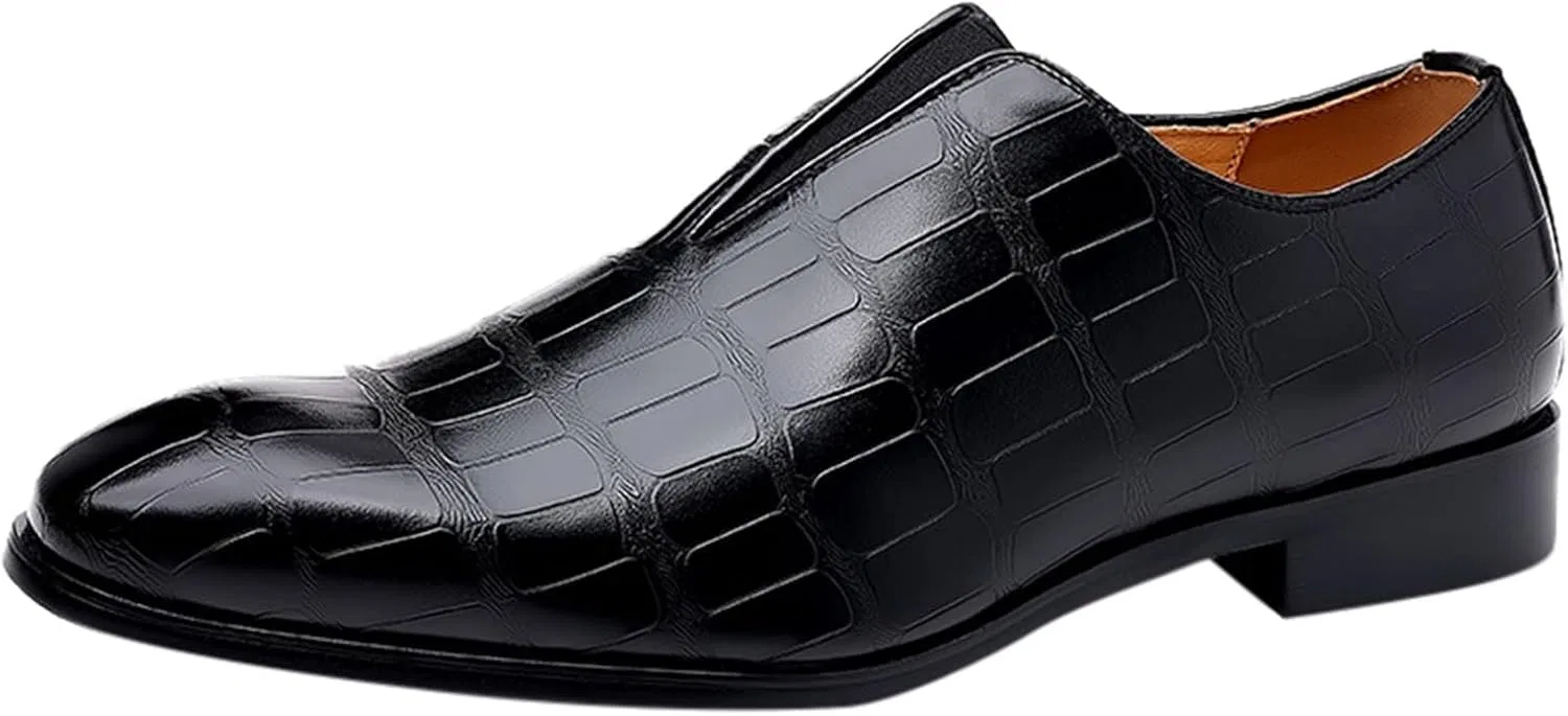 Туфли Herrenschuhe, Größe 9, Klassische Schuhe für Herren, zum Hineinschlüpfen, PU-Leder, niedrige Gummisohle, Blockabsatz, Arbeitskleidung, formelle Kleidung für Herren Generic, Schwarz