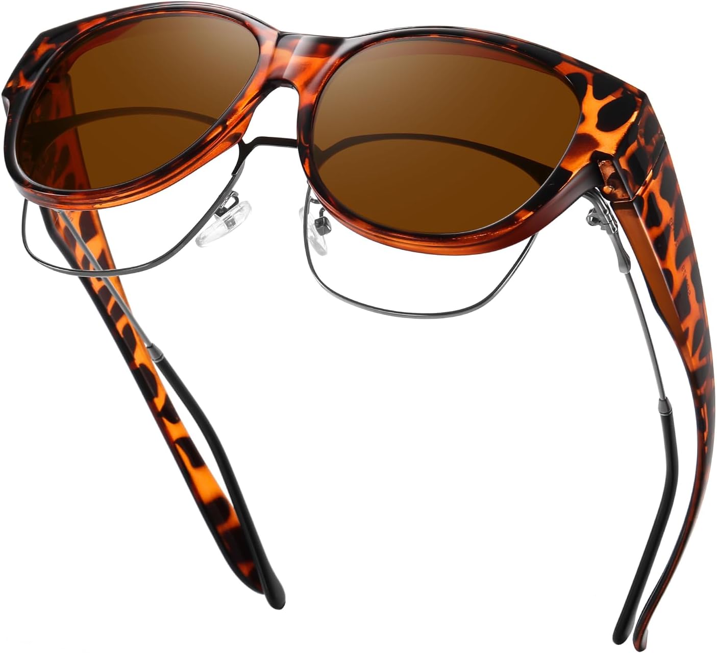 

Солнцезащитные очки GEGURI Fit Over Glasses с поляризацией, для женщин и мужчин, стильный дизайн «кошачий глаз», 100% защита от УФ-излучения, L Size Brown Tortoise Frame Brown Lens