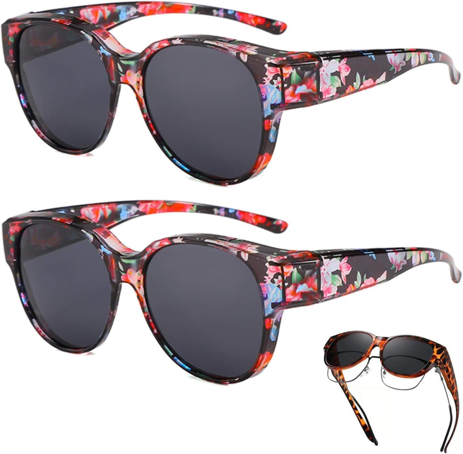 

Новые поляризованные солнцезащитные очки UV400 в стиле «кошачий глаз», модные круглые, модель 2025 года, 2 пары, надеваются поверх других солнцезащитных очков sudxin, 07#