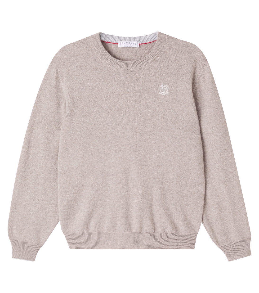 

Кашемировый свитер с логотипом Brunello Cucinelli Kids, Corteccia + Ciottolo
