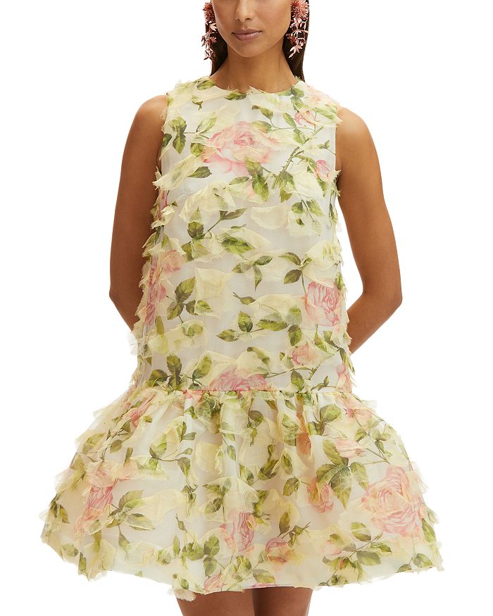 

Мини-платье с круглым вырезом English Rose Oscar de la Renta, розовый