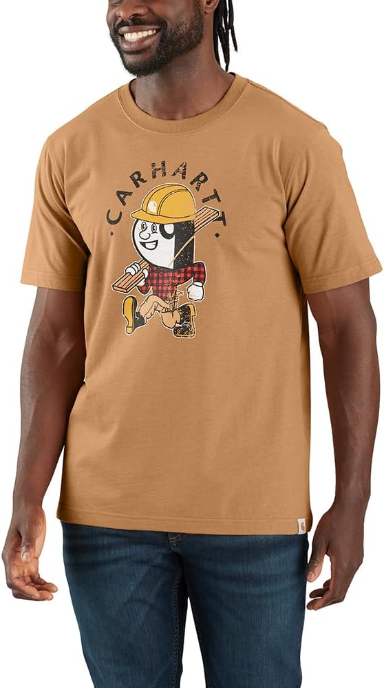 

Мужская футболка Carhartt 106534 свободного кроя с короткими рукавами и рисунком плотника, Hickory Nut Heather