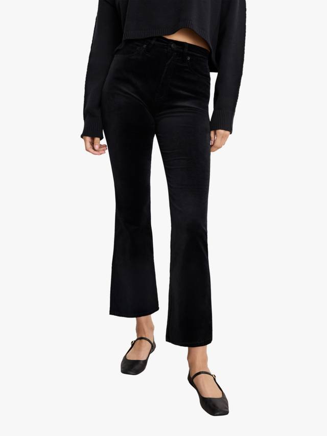 

Высокие брюки-клеш из вельвета Good American, Black