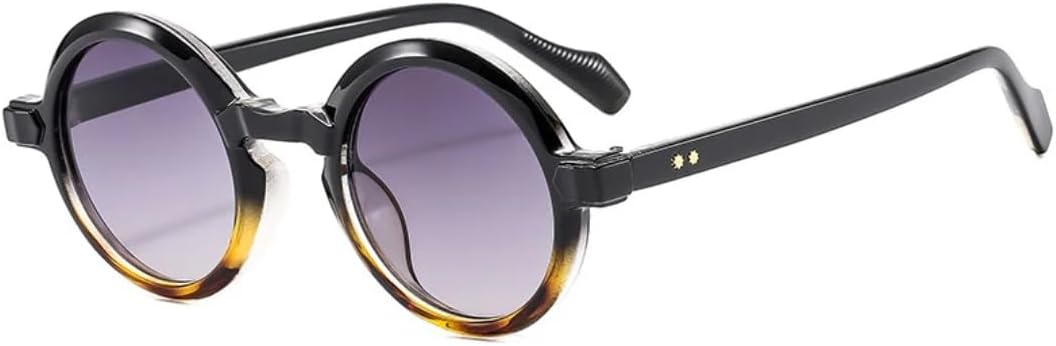 

Ретро круглые панк-солнцезащитные очки для женщин, модные двухцветные градиентные очки с защитой от УФ-излучения UV400, мужские солнцезащитные очки с заклепками UUPTTPL, Black Leopard Grey