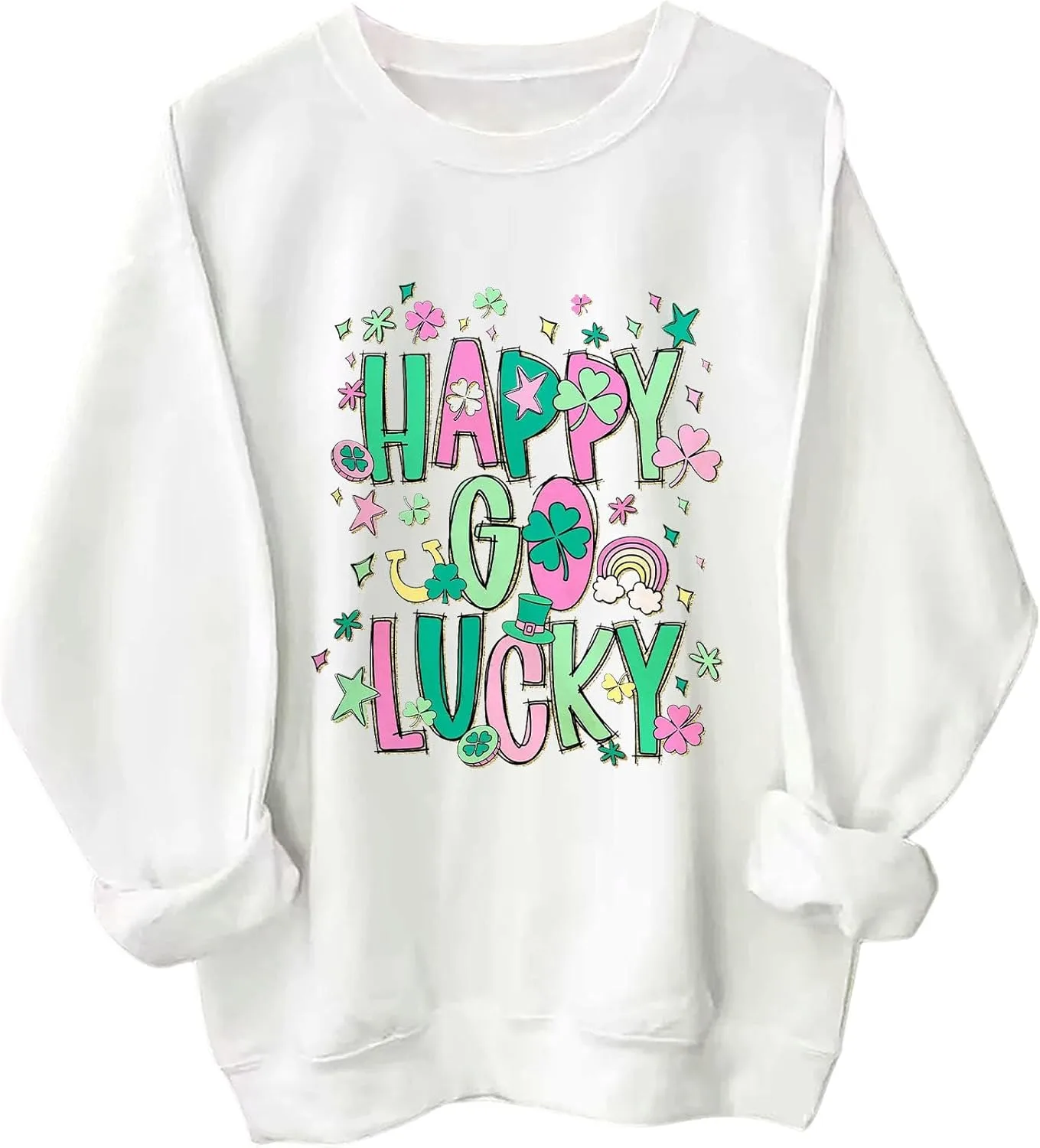 

Свитшот Happy Go Lucky St. Patrick’s Day с капюшоном и принтом клевера Batclock