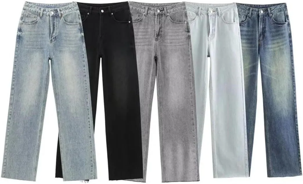 Женские классические джинсы Wide Leg с пятью карманами в мягком дениме для расслабленного повседневного образа — фото 2