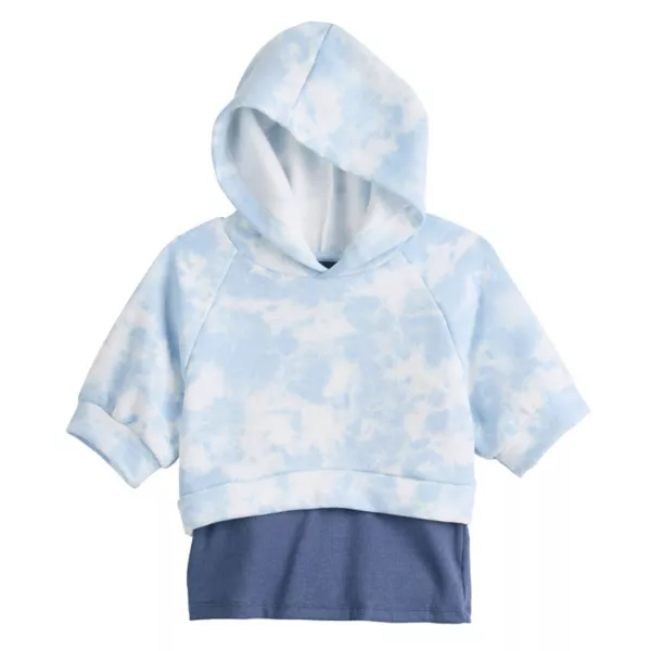 

Детский худи с коротким рукавом 2 в 1 для девочек 7-16 лет So, цвет blue cloudy dye