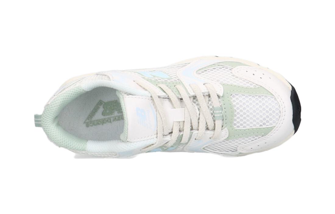 Низкие детские беговые кроссовки New Balance 530 устойчивые к истиранию бело-зеленые — фото 4