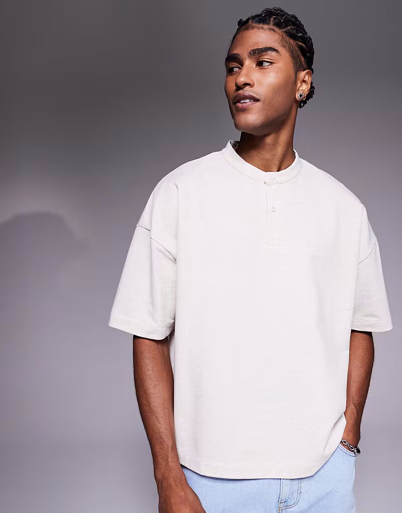 

Футболка свободного кроя ASOS DESIGN свободного кроя кремового цвета