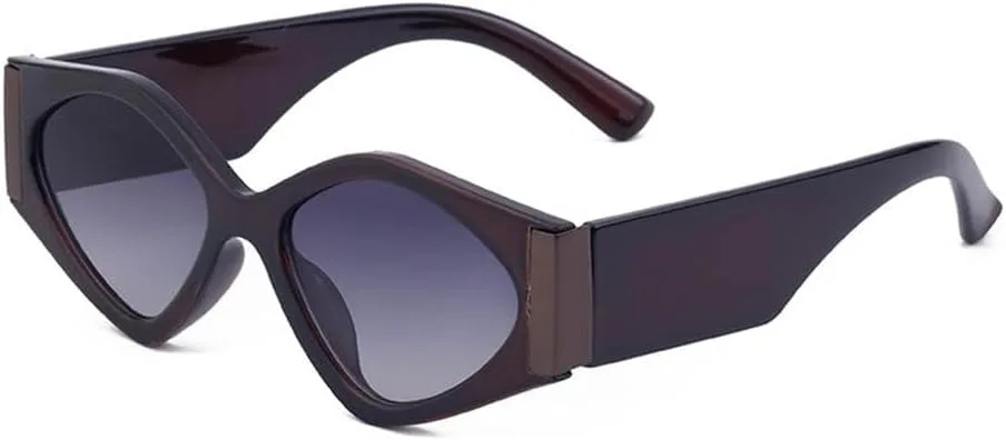 

Винтажные солнцезащитные очки «кошачий глаз» для женщин, ретро-очки в стиле «кошачий глаз», модные многоугольные солнцезащитные очки TYUVIVO, C3 Brown Double Gray