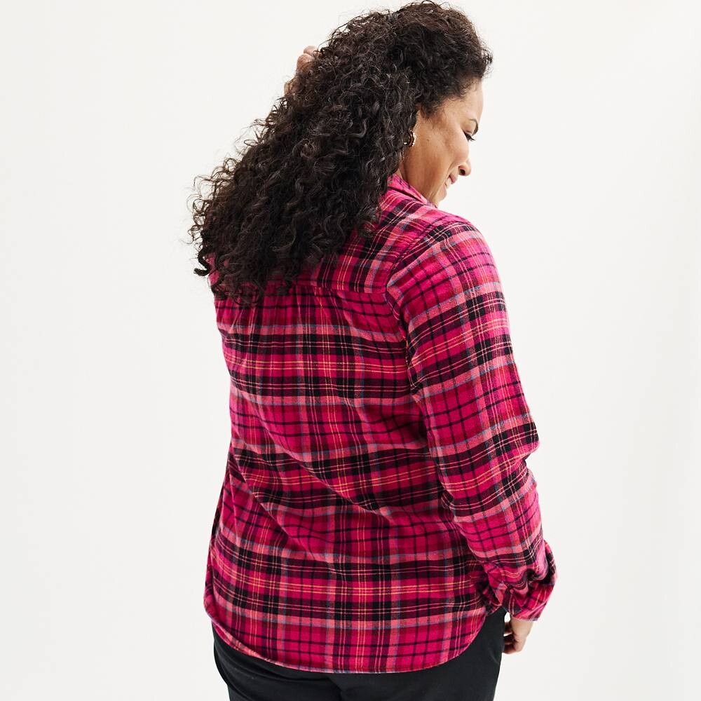 

Плюс размер Croft & Barrow Очень мягкая фланелевая рубашка в клетку, цвет Pink Color Plaid