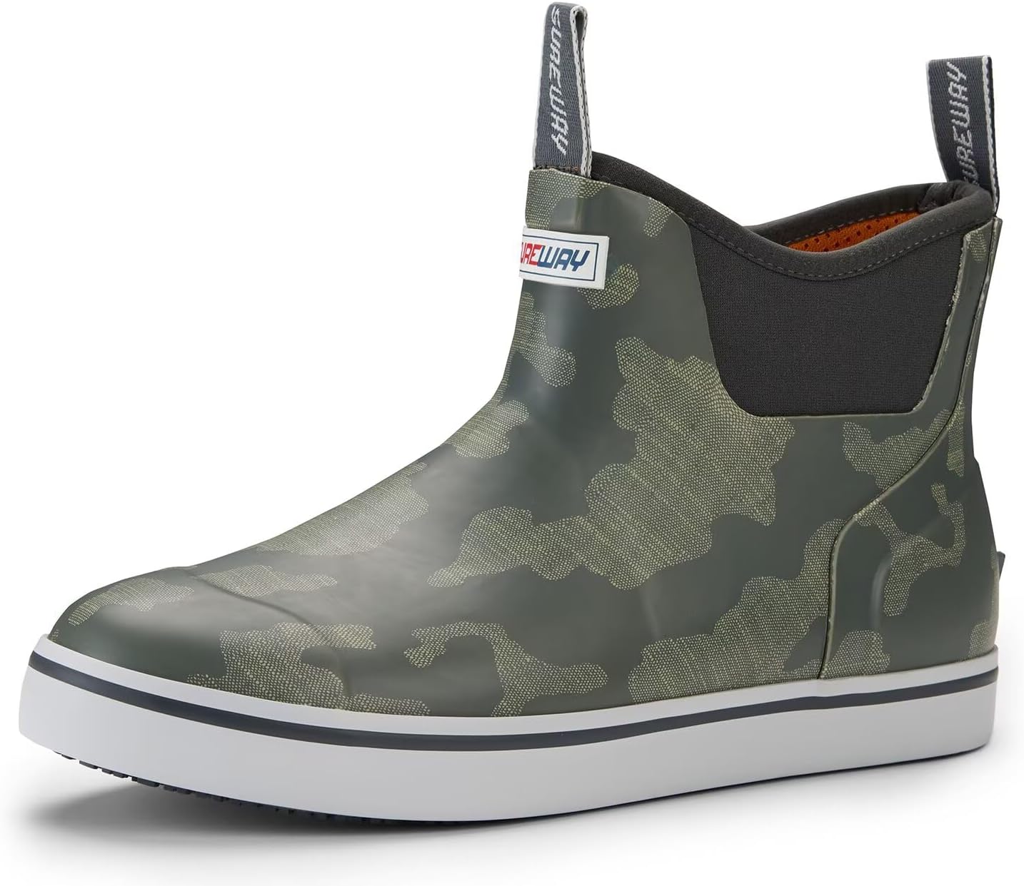 

Мужские ботинки SUREWAY для корабельной палубы, профессиональные противоскользящие рыболовные и ботинки для лодки до щиколотки, водонепроницаемые дождевые ботинки, легкие неопрено-резиновые палубные ботинки, Volcan Ash
