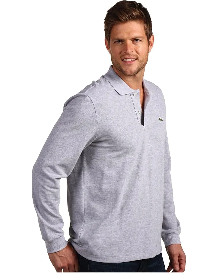 Поло Lacoste Long Sleeve Classic Chine Pique Polo Shirt, Silver Grey Chine — фото 4