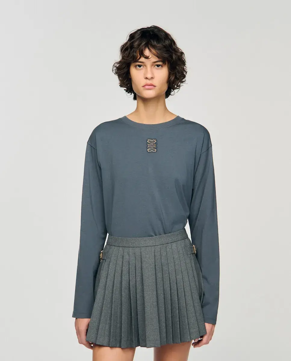 

Женская футболка с вышивкой Sandro, серый