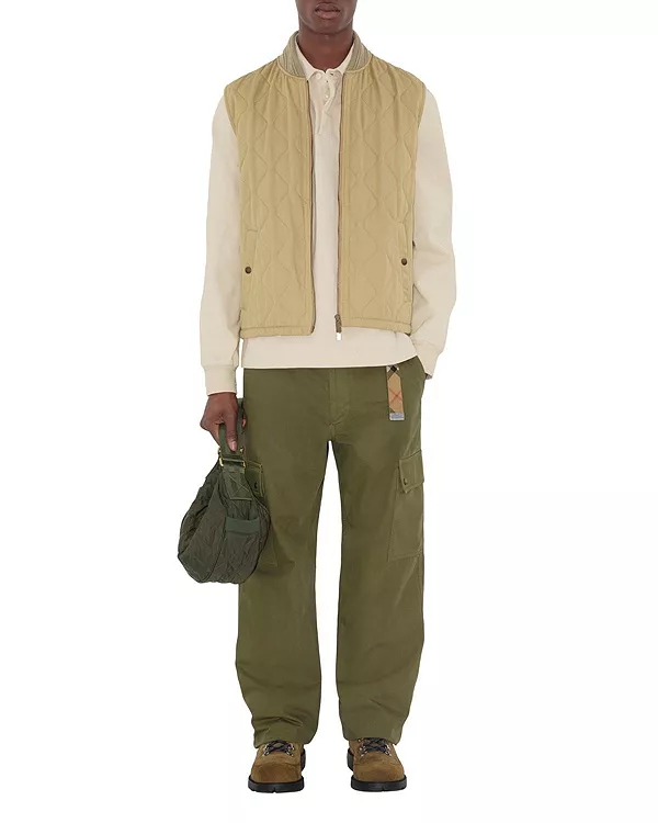 

Стеганый габардиновый жилет Burberry, бежевый