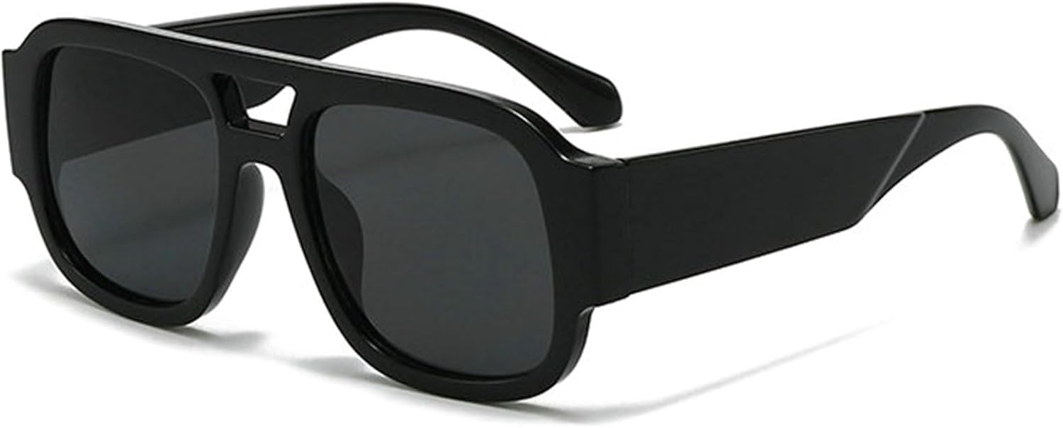 

COTIA Модные солнцезащитные очки-пилот с двойной перемычкой в ​​квадратной оправе для женщин, ретро-дизайн, стильные мужские солнцезащитные очки для вождения и путешествий, Black