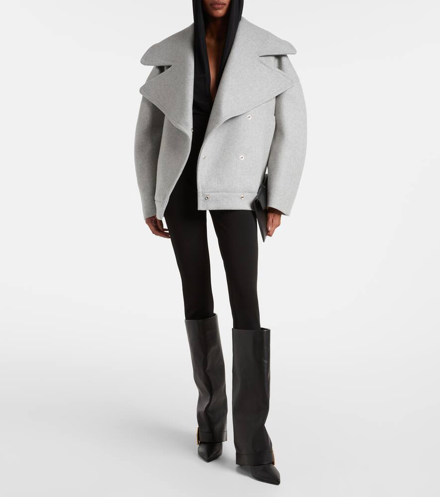 Укороченное пальто оверсайз из шерсти и кашемира Balmain, Gris Clair — фото 2
