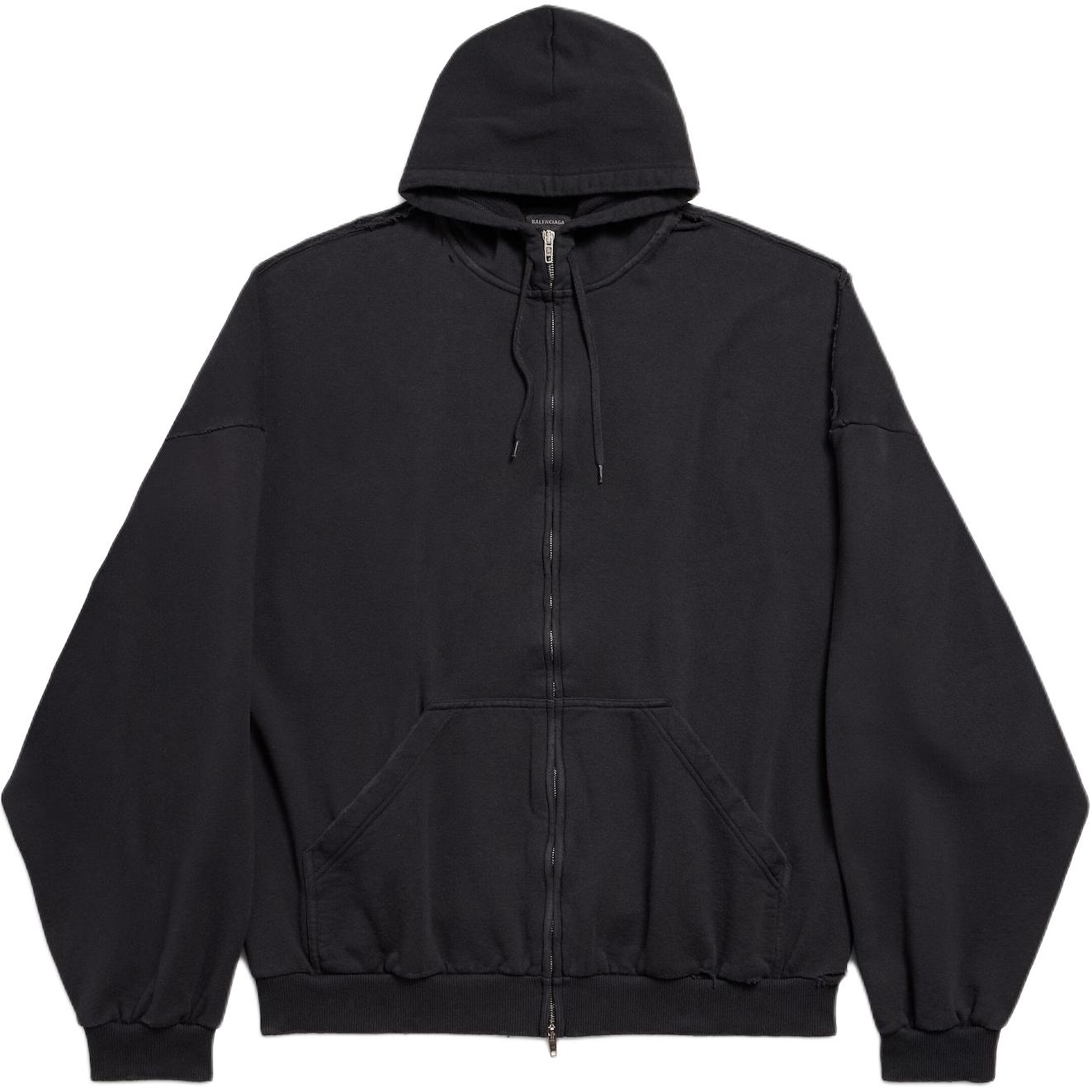 Толстовка с капюшоном Security Tape Logo Large Zip Up Balenciaga, черный