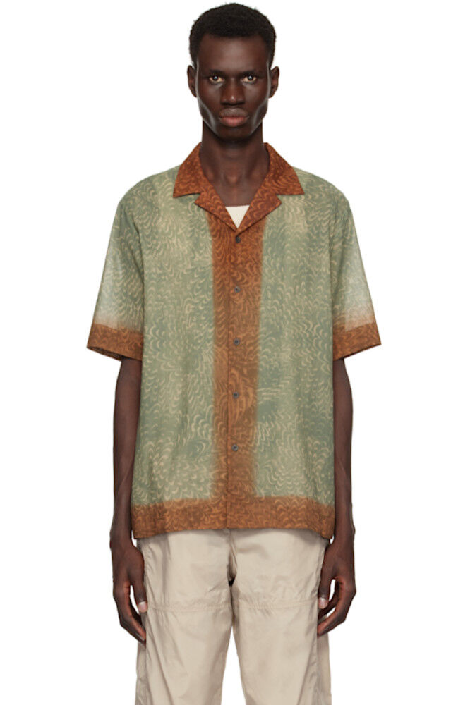 

Зеленая свободная хлопковая рубашка Dries Van Noten