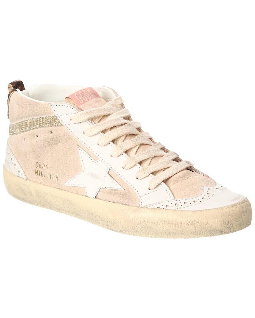 

Кроссовки Golden Goose Midstar из замши и кожи, бежевый