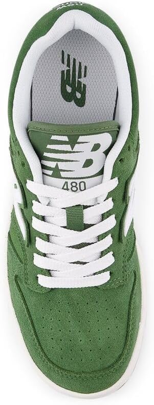 Детские кроссовки New Balance 480 V1 на шнуровке (унисекс), белый/зеленый — фото 3