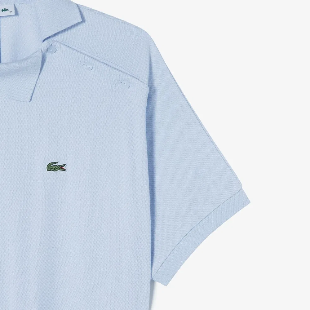 Платье-поло Lacoste с косой планкой, 100% хлопок, лавандовое — фото 3