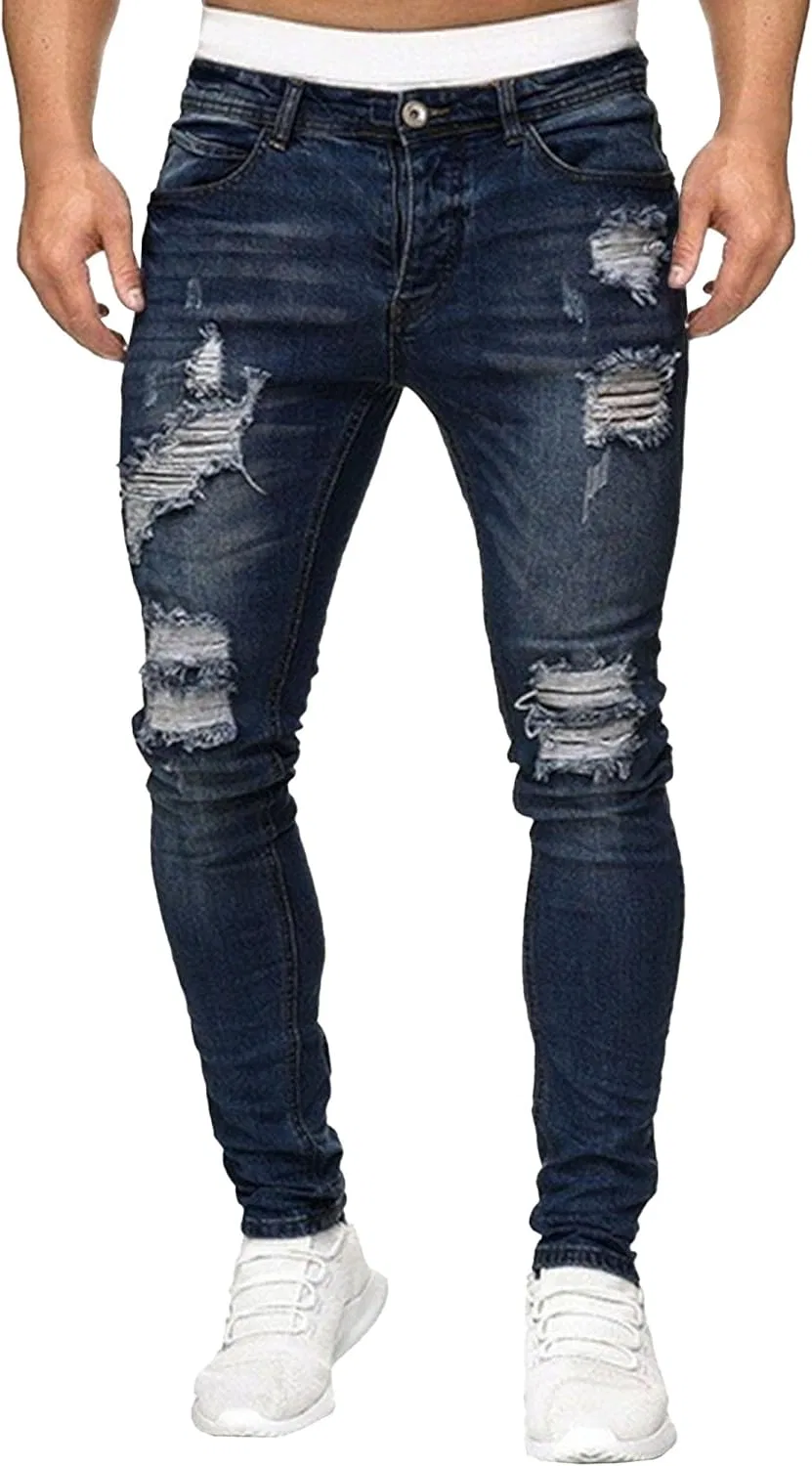 Джинсы рваные, Skinny, Dark Blue