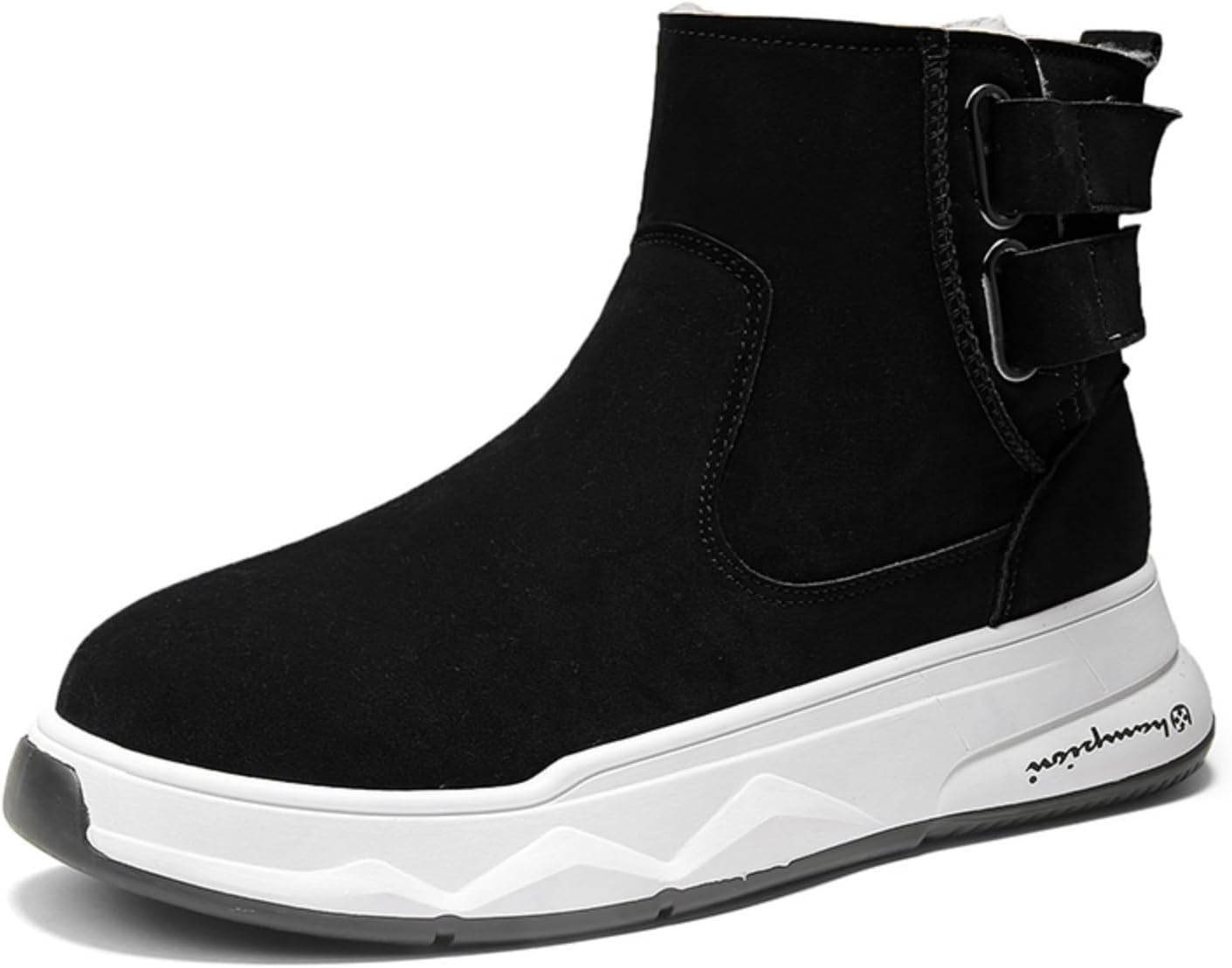 

Мужские сапоги Khwfjas с флисовой подкладкой: дизайн с двойной пряжкой, боковая эластичная вставка, противоскользящая толстая подошва- супер-теплая подкладка, подходит для повседневной носки и холодной погоды, черный