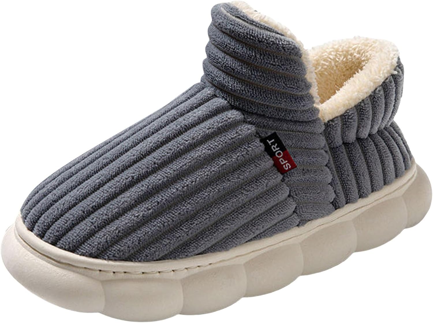 

Мужские пушистые домашние тапочки из пеноматериала с эффектом памяти, с подкладкой из искусственного меха, нескользящие, для дома Generic, серый