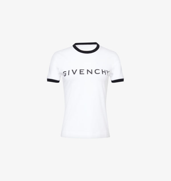 

Футболка из хлопкового джерси с контрастной отделкой и фирменным текстом Ringer Givenchy, мультиколор