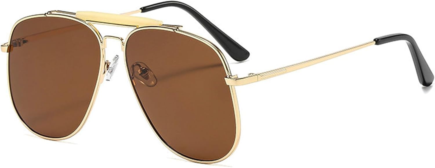 

Хелена Модные солнцезащитные очки большого размера с квадратной оправой и двойной перемычкой для женщин, очки-пилот с защитой от УФ-излучения UV400, ретро-очки для мужчин в металлической оправе helena, C4