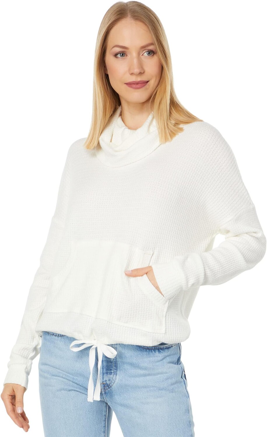 

Толстовка bobi Los Angeles Tie Hem Funnel Neck Top, белый