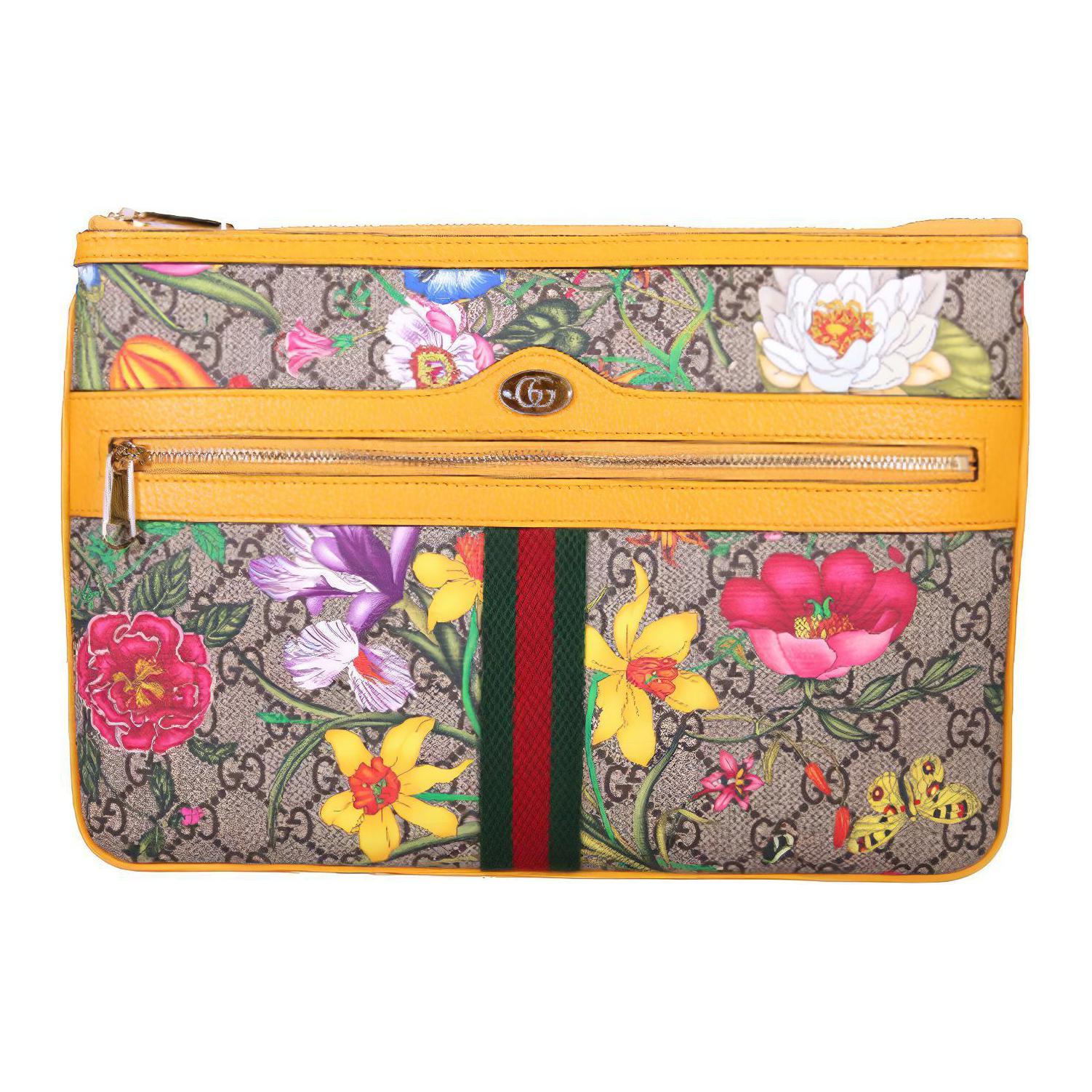 

GUCCI Клатч Ophidia из ткани с кожаными вставками